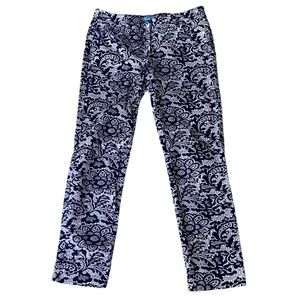 J. Mclaughlin Navy Blue & White Floral Lace Print… - image 1